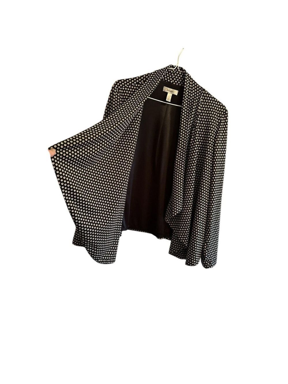 Dress Barn Polka Dot Open Jacket Womens Medium Black & Tan Business Socials